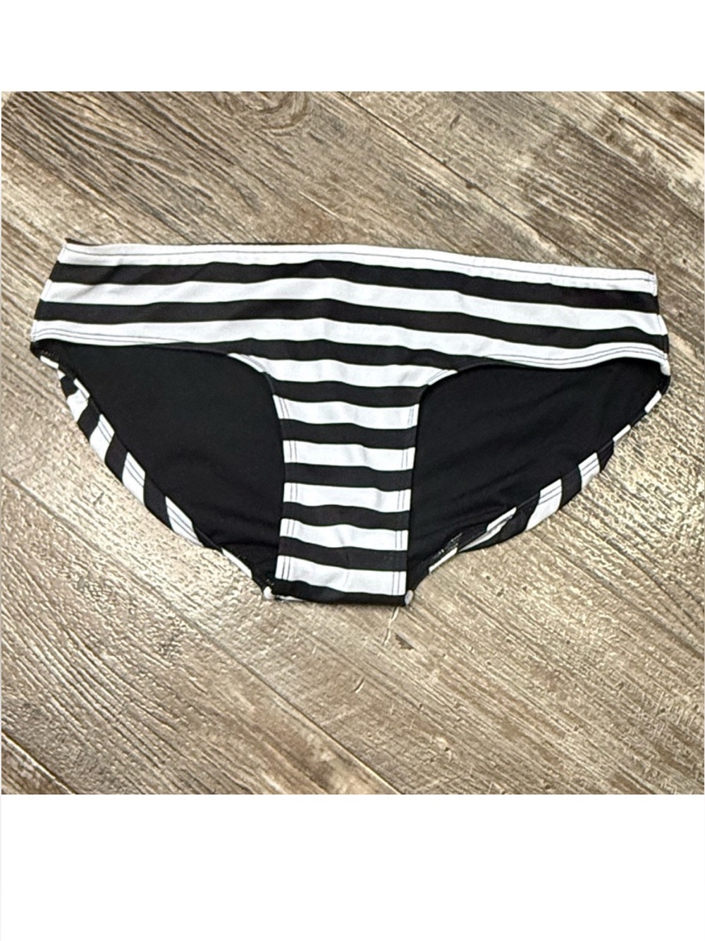 Albion Fit Black White Striped Bikini Style Swim Bottoms Size Small